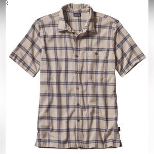 Patagonia Men's A/C Short Sleeve Plaid Gauze Button Up Shirt Size Large Organic